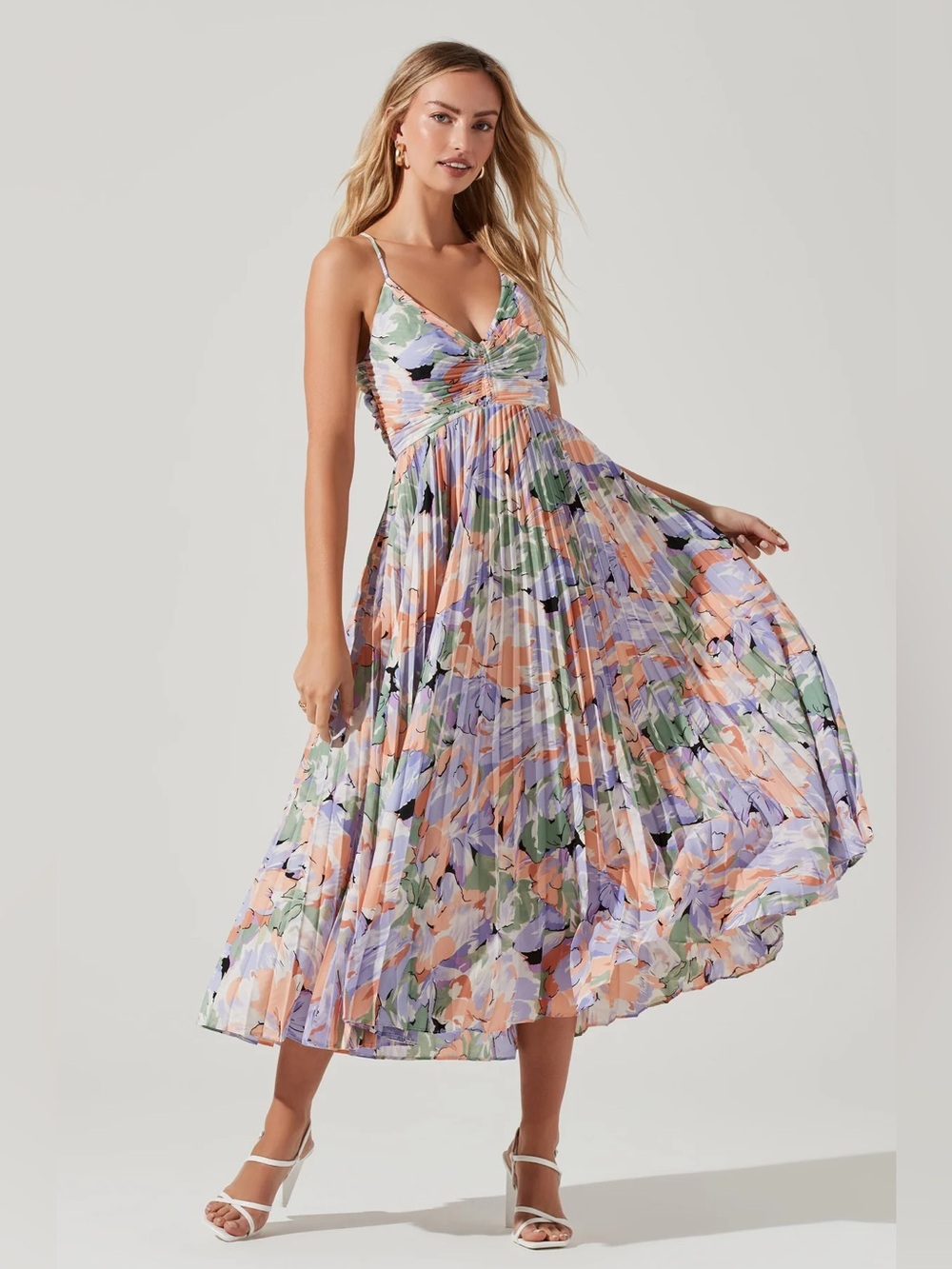 ASTR the Label Blythe Floral Plisse Midi Dress